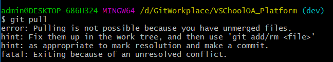 error: Pulling is not possible because you have unmerged files  git 第1张